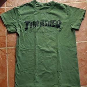 Thrasher Men's Navy Green Tee Size S
